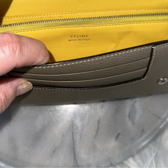Céline Authentic Long Wallet Taupe & Yellow  Famous Celine Leather EUC - Picture 6 of 14